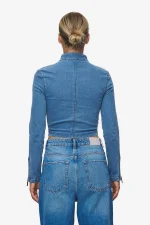 Elly Denim Biker Jacket Washed Blue-1