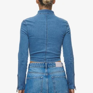 Elly Denim Biker Jacket Washed Blue-1