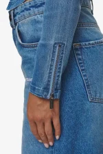 Elly Denim Biker Jacket Washed Blue-3