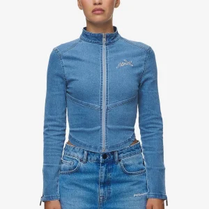 Elly Denim Biker Jacket Washed Blue