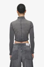 Elly Denim Biker Jacket Washed Deep Grey-1