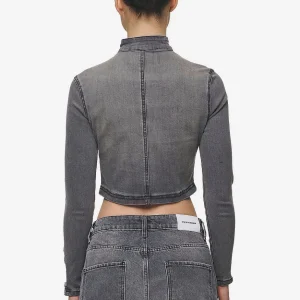 Elly Denim Biker Jacket Washed Deep Grey-1
