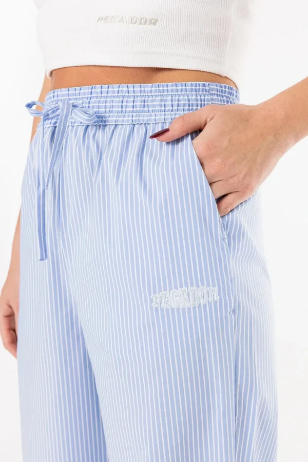 Eva Loose Pants Baby Blue White-2