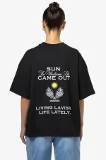 Flora Heavy Oversized Tee Black-1