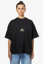 Flora Heavy Oversized Tee Black