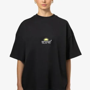 Flora Heavy Oversized Tee Black