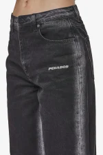 Gina Sprayed Wide Leg Jeans Washed Black White-2
