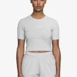 Ines Cropped Baby Tee Washed Sky Grey White Gum