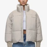 Jara Oversized Boxy Puffer Jacket Beige