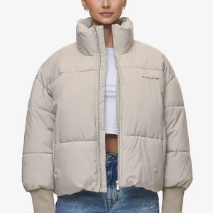 Jara Oversized Boxy Puffer Jacket Beige