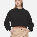 Kintore Cropped Oversized Raglan Sweater Black