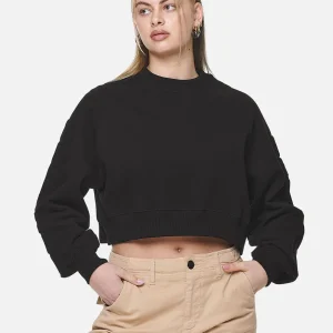 Kintore Cropped Oversized Raglan Sweater Black
