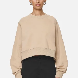 Kintore Cropped Oversized Raglan Sweater Washed Safari Sand