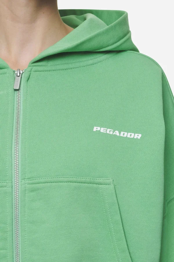 Lana Logo Cropped Sweat Jacket Washed Peppermint Green White-2