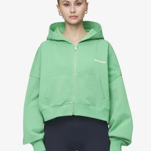 Lana Logo Cropped Sweat Jacket Washed Peppermint Green White