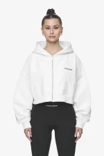 Lana Logo Cropped Sweat Jacket White Black-1
