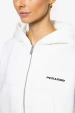 Lana Logo Cropped Zip Hoodie Washed Coconut Milk Black-2