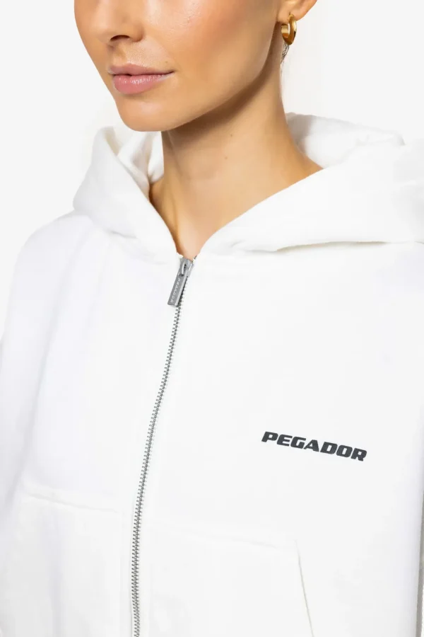 Lana Logo Cropped Zip Hoodie Washed Coconut Milk Black-2