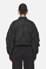 Laura Cropped Ruffed Oversized Jacket Black-1