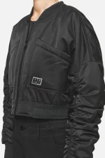 Laura Cropped Ruffed Oversized Jacket Black