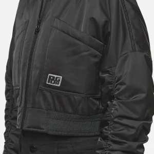 Laura Cropped Ruffed Oversized Jacket Black