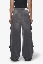 Leli High Waist Cargo Jeans Washed Deep Grey-1
