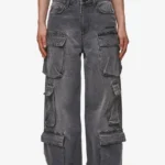 Leli High Waist Cargo Jeans Washed Deep Grey