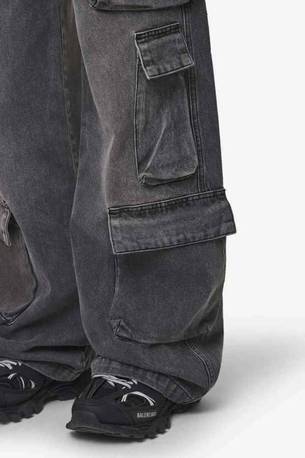 Leli High Waist Cargo Jeans Washed Deep Grey-2