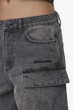 Leli High Waist Cargo Jeans Washed Deep Grey-3