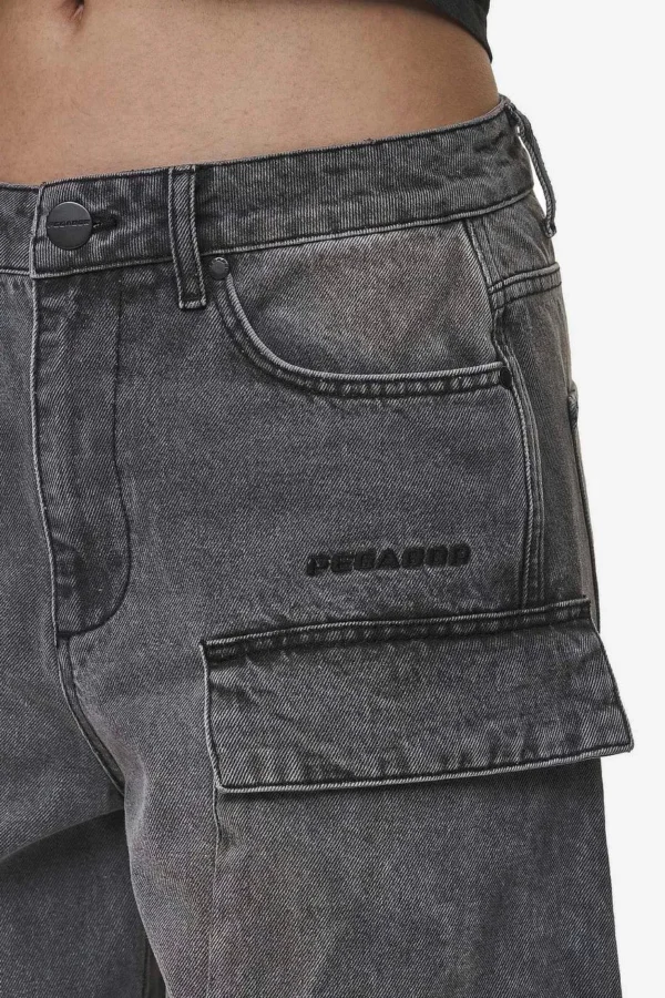 Leli High Waist Cargo Jeans Washed Deep Grey-3