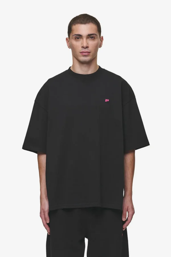 Leono Boxy Tee Washed Black Virtual Pink Gum