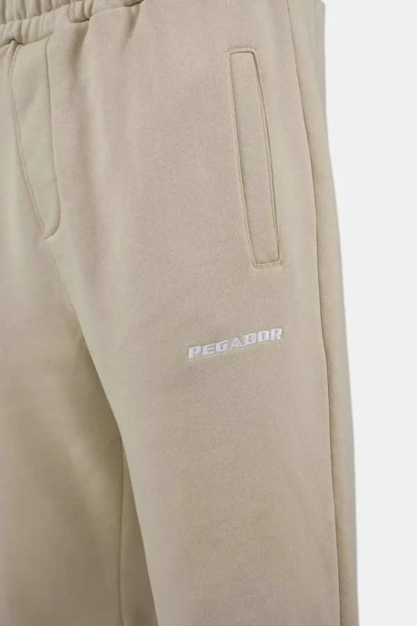 Logo Wide Sweat Pants Washed Light Beige White-2
