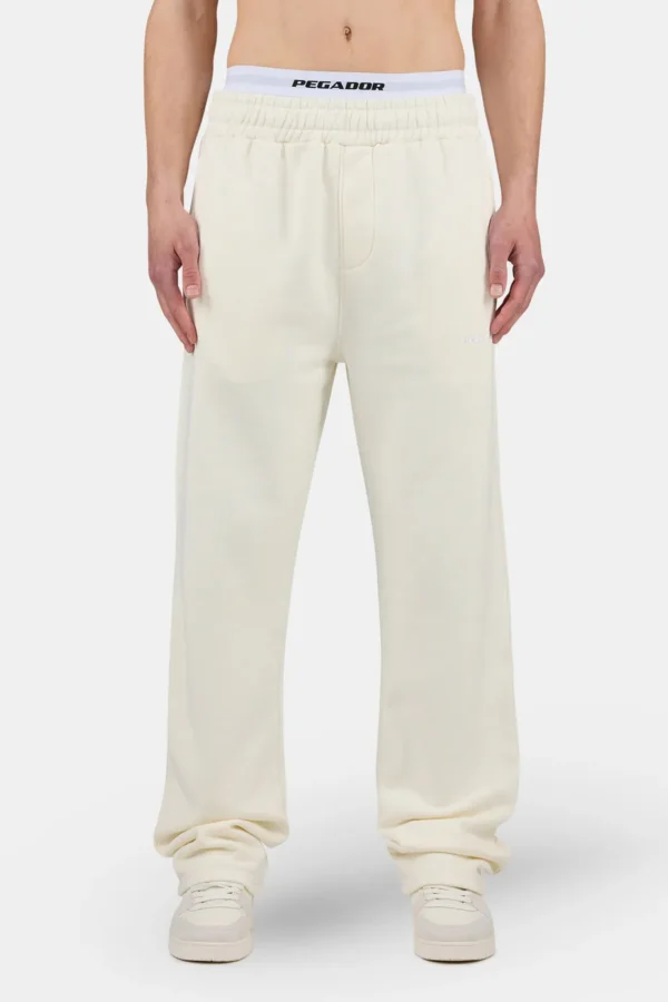 Logo Wide Sweat Pants Washed Unbleached White