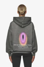 Lui Sprayed Oversized Hoodie Oil Dyed Deep Grey-1