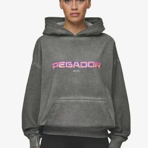 Lui Sprayed Oversized Hoodie Oil Dyed Deep Grey