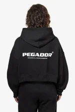 Luna Logo Oversized Cropped Hoodie Black White-1