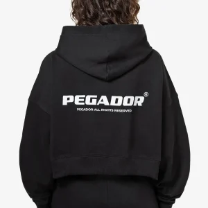 Luna Logo Oversized Cropped Hoodie Black White-1