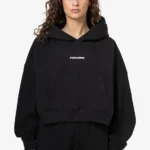Luna Logo Oversized Cropped Hoodie Black White