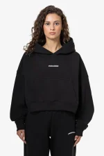 Luna Logo Oversized Cropped Hoodie Black White