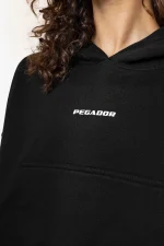 Luna Logo Oversized Cropped Hoodie Black White-2