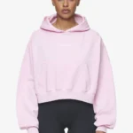 Luna Logo Oversized Cropped Hoodie Washed Bubblegum White