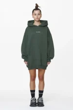 Malm Logo Oversized Hoodie Dress Washed Sage Green