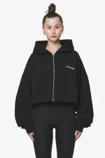 Marla Cropped Zip Hoodie Black Gum