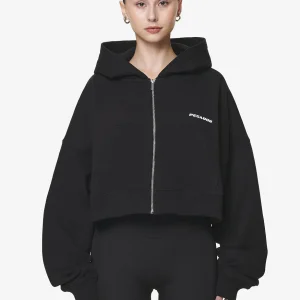 Marla Cropped Zip Hoodie Black Gum