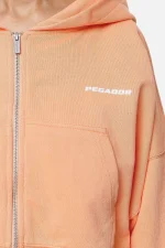 Marla Cropped Zip Hoodie Washed Apricot White Gum-2