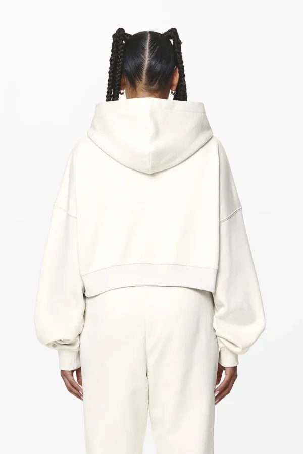 Marla Cropped Zip Hoodie Washed Salty Cream Gum-1