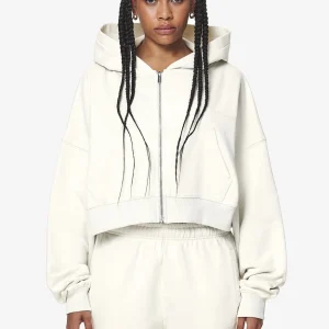 Marla Cropped Zip Hoodie Washed Salty Cream Gum