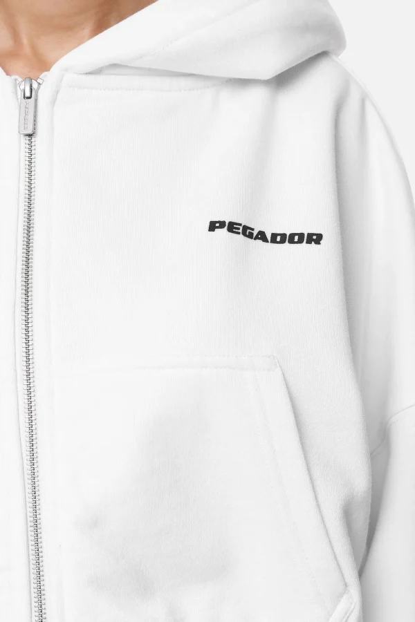 Marla Cropped Zip Hoodie White Black Gum-