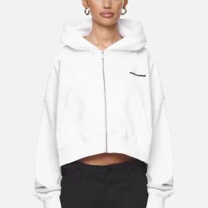 Marla Cropped Zip Hoodie White Black Gum