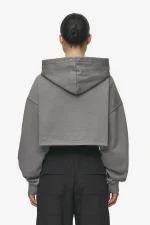 Mina Super Cropped Hoodie Washed Deep Grey-1